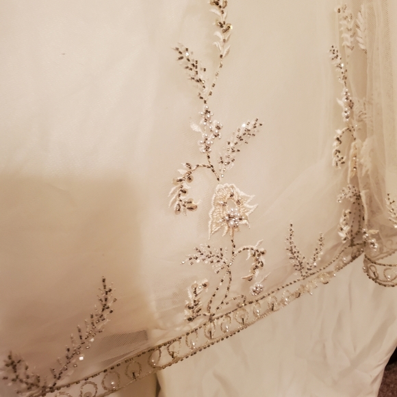 David's Bridal Embellished Ballgown Wedding Dress with Train, Sz 14 - Picture 11 of 16